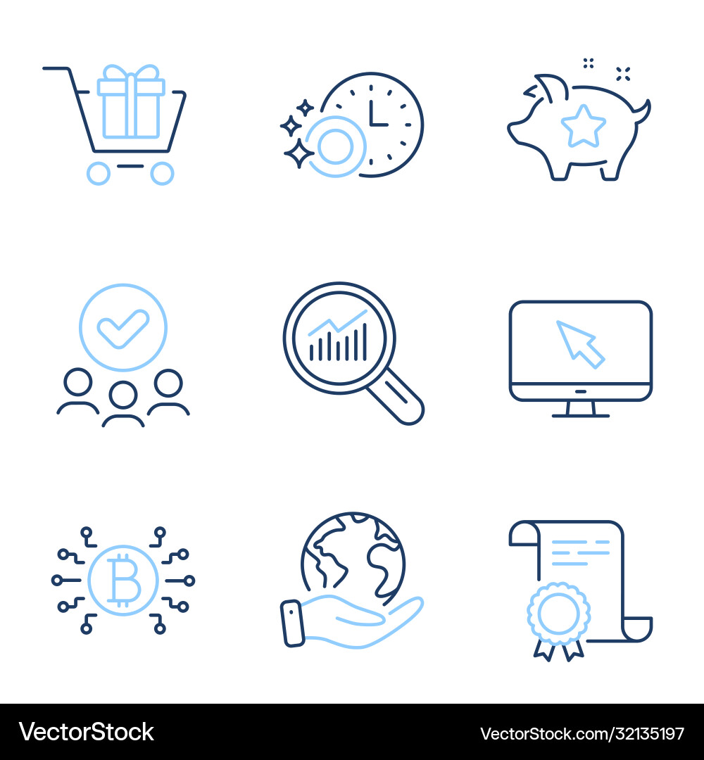 Bitcoin system data analysis and internet icons Bitcoin system data analysis and internet icons Vector Image