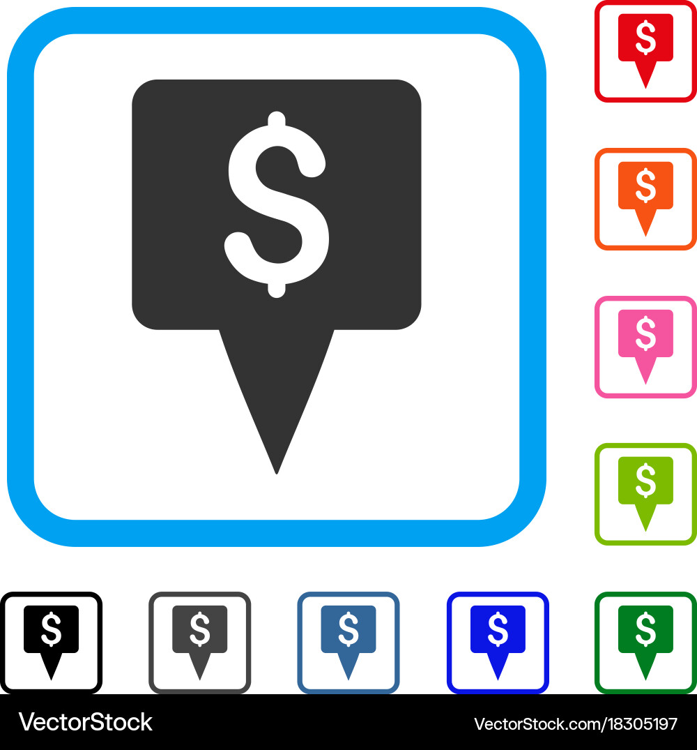 Dollar map pointer framed icon Vector Image