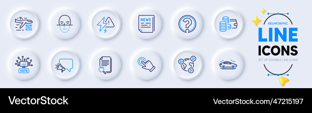 Face recognition qr code and online voting line vector image