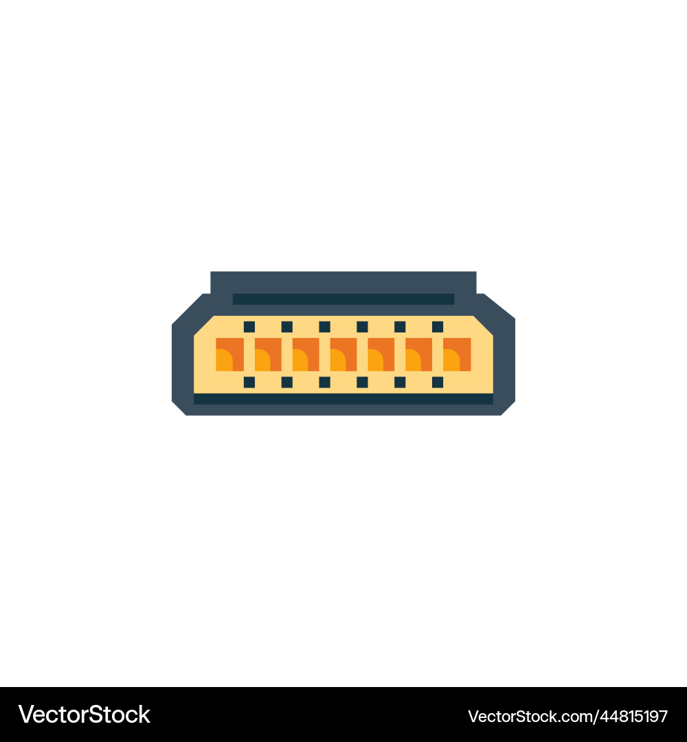 Hdmi port icon computer component flat style Hdmi port icon computer component flat style vector image