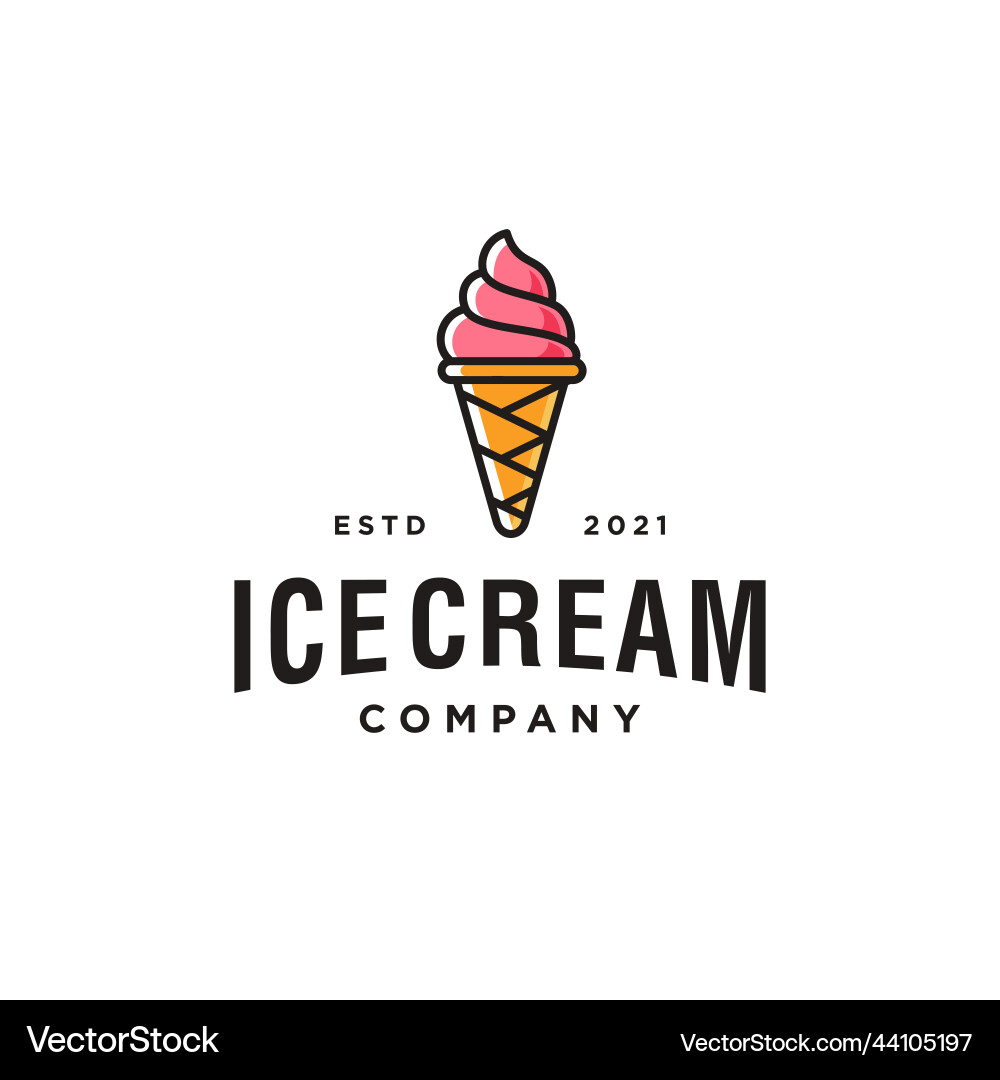 Ice cream line art cartoon logo design icon vector image