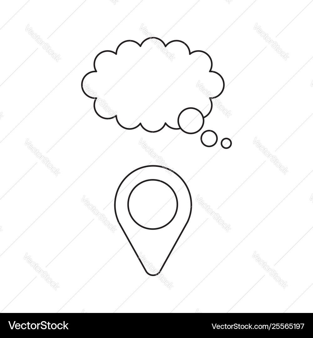 Icon concept map pointer with thought bubble Icon concept map pointer with thought bubble vector image