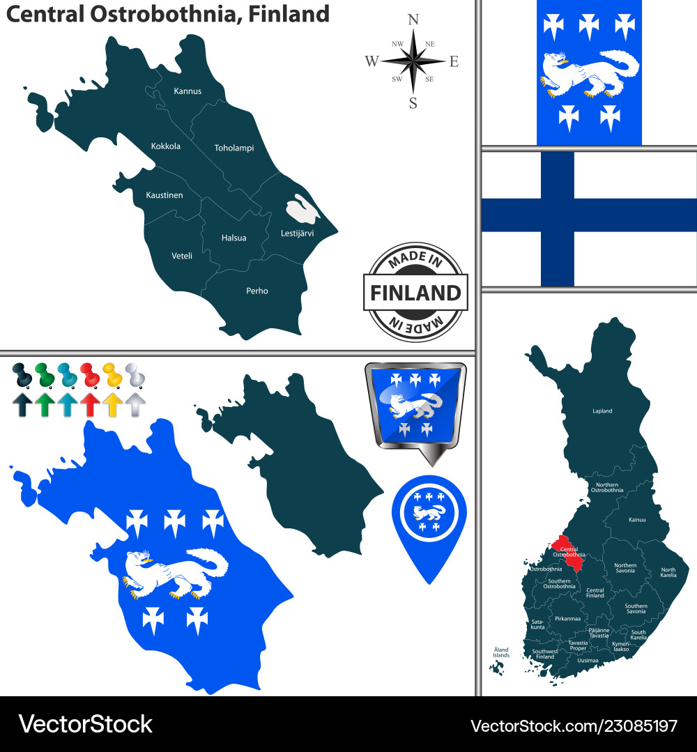 Map of central ostrobothnia finland Vector Image