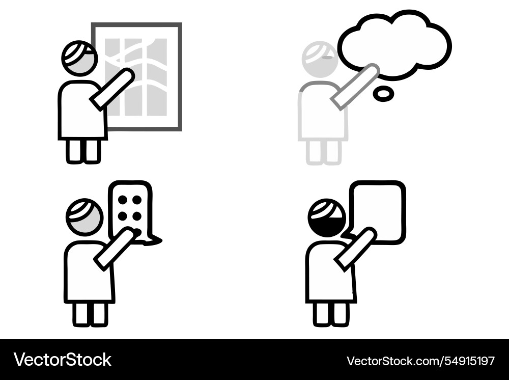 Minimalist speech bubble and character icons Vector Image