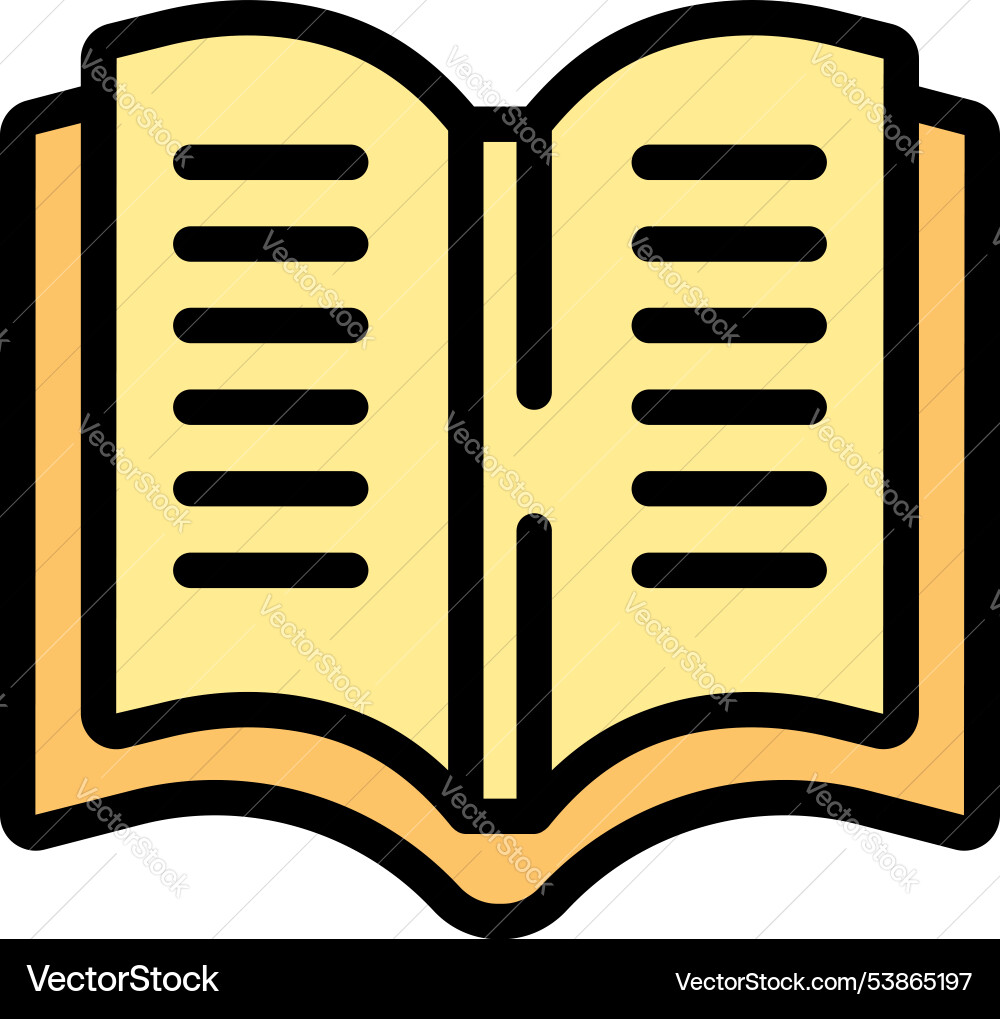 Open book with text lines representing learning Vector Image