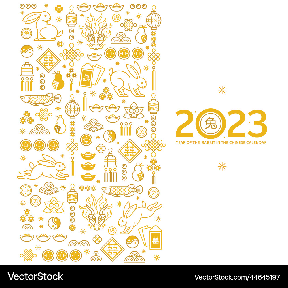 Pattern border with outline symbols of the rabbit Vector Image