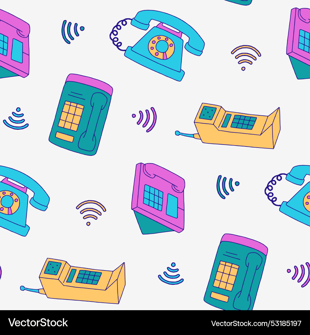 Phone call signal seamless pattern design Phone call signal seamless pattern design Vector Image