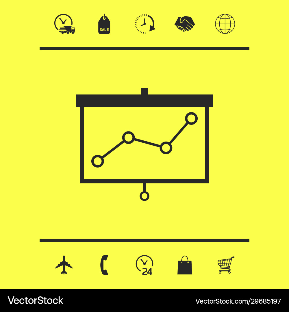 Projector screen with graph graphic elements Vector Image