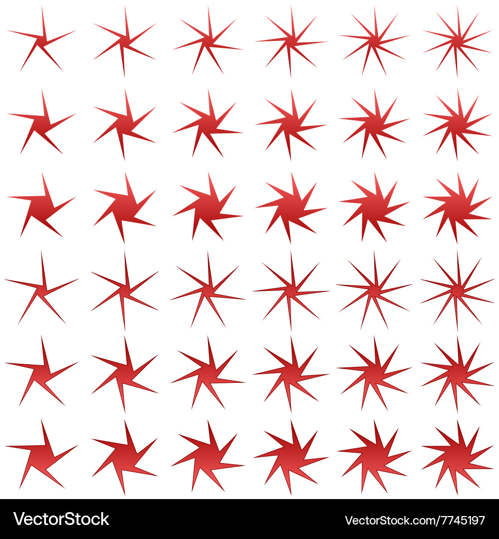 Red asymmetric star shape set Vector Image