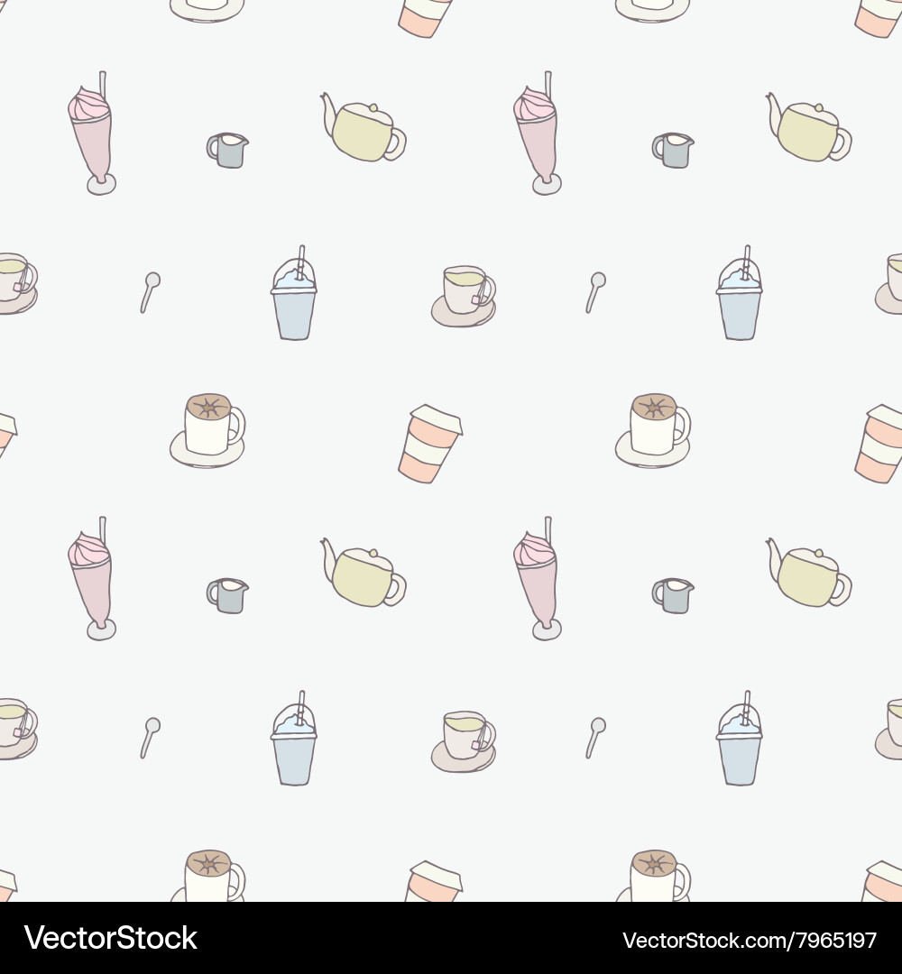 Seamless pattern of coffee shop objects vector image
