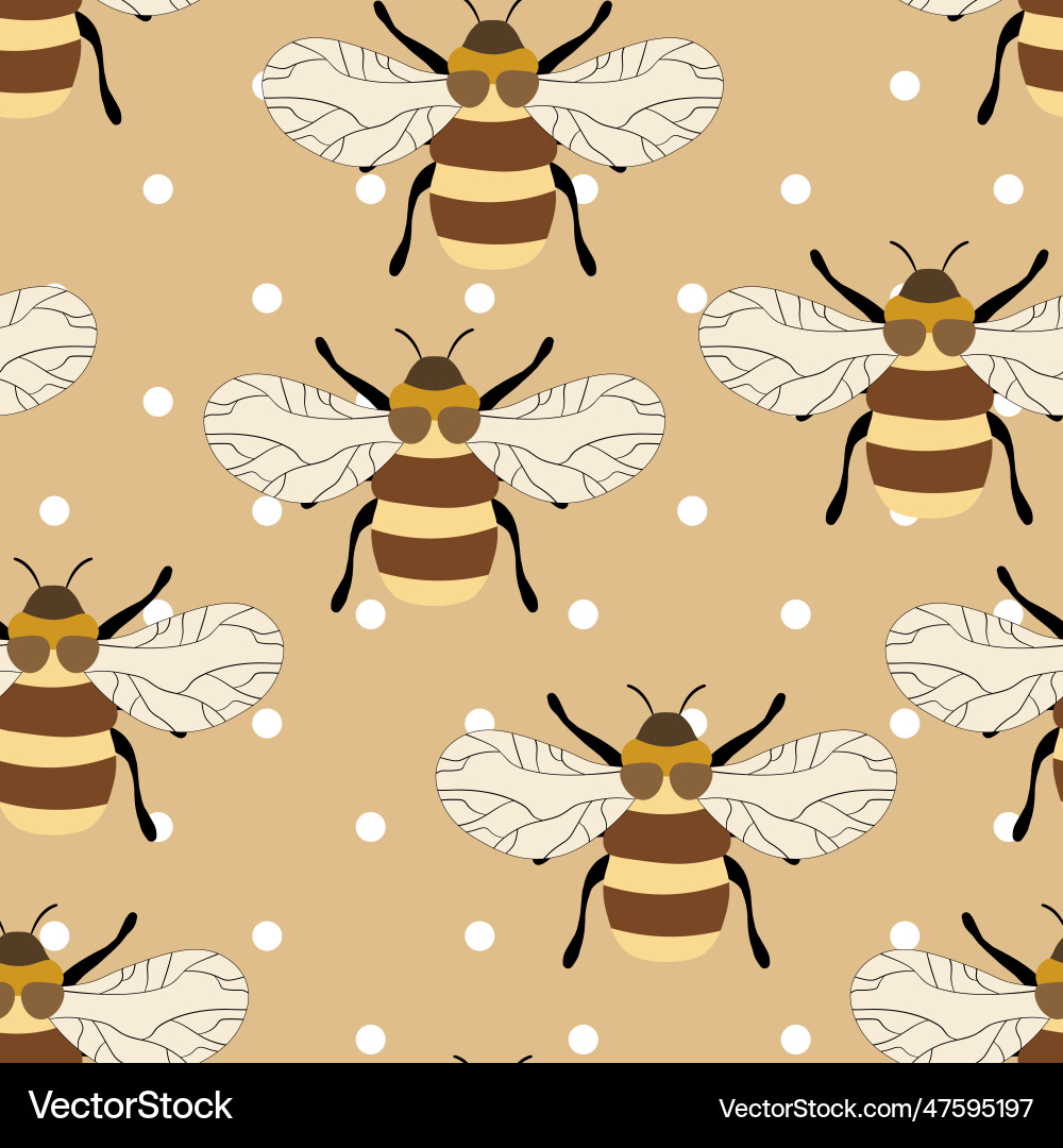 Seamless pattern with bees on color background Seamless pattern with bees on color background Vector Image