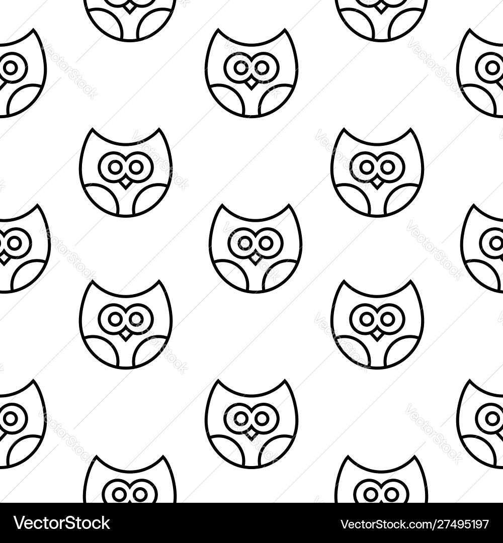 Seamless pattern with owls in line style Seamless pattern with owls in line style vector image