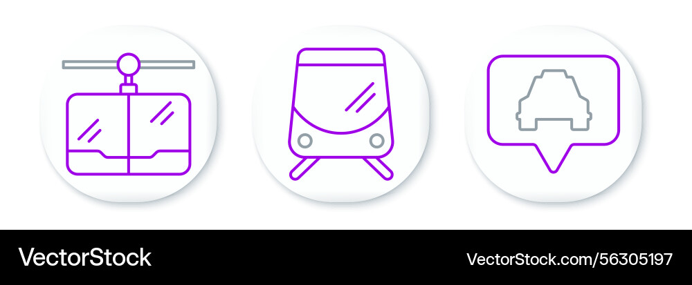 Set line map pointer with taxi cable car and tram Set line map pointer with taxi cable car and tram vector image