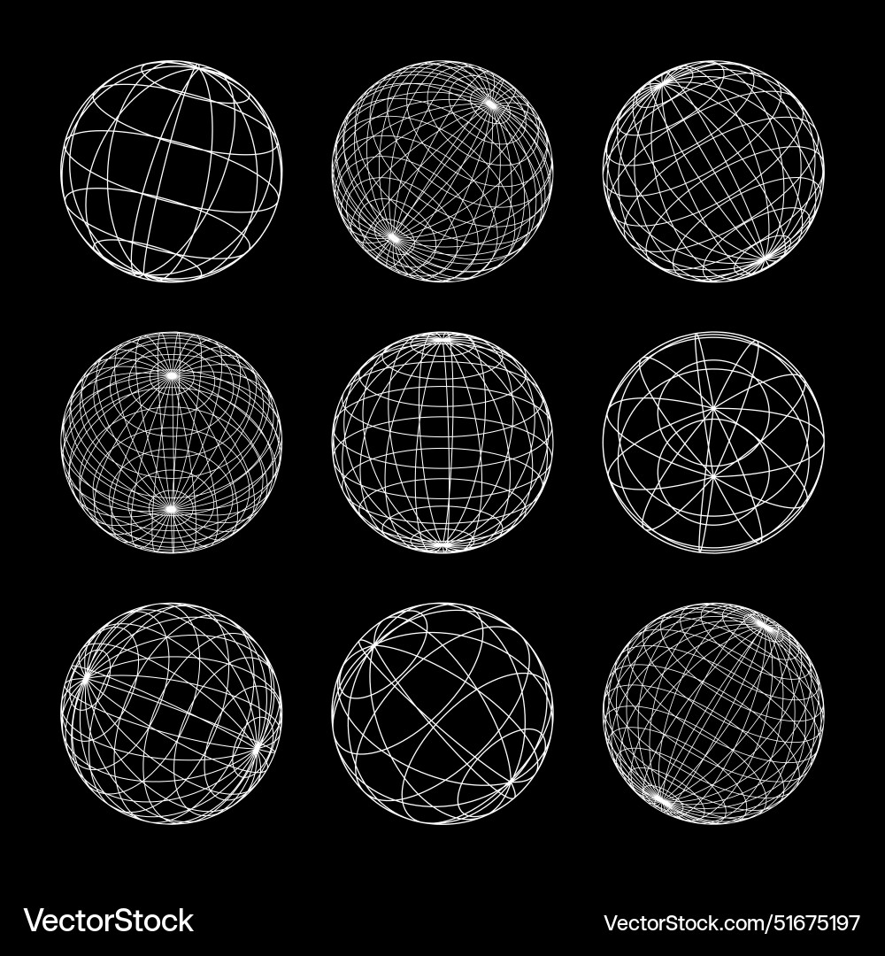Wireframe Formen gefütterten Sphärenperspektive Mesh Wireframe Formen gefütterten Sphärenperspektive Mesh vektorbild
