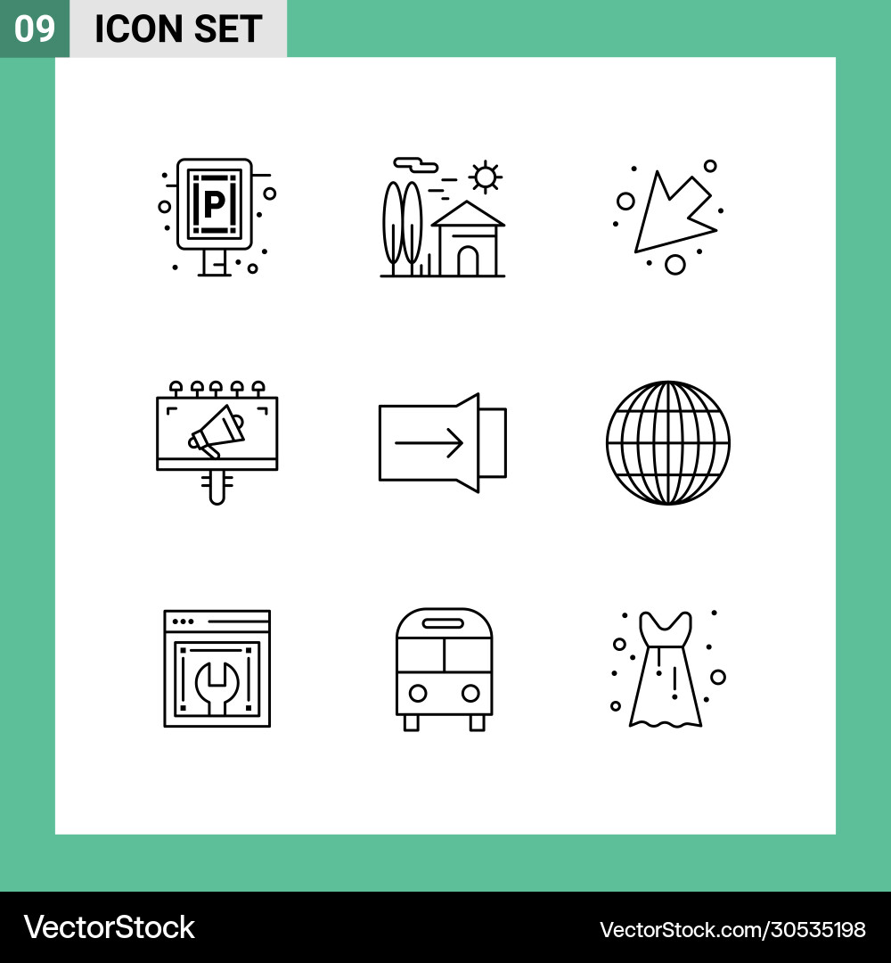 9 universal outlines set for web and mobile Vector Image