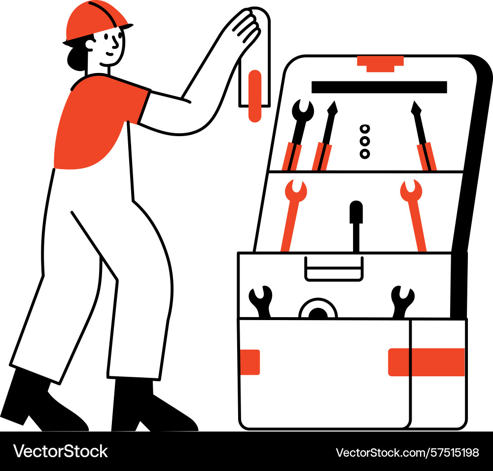 A sketchy style showing worker using vector image