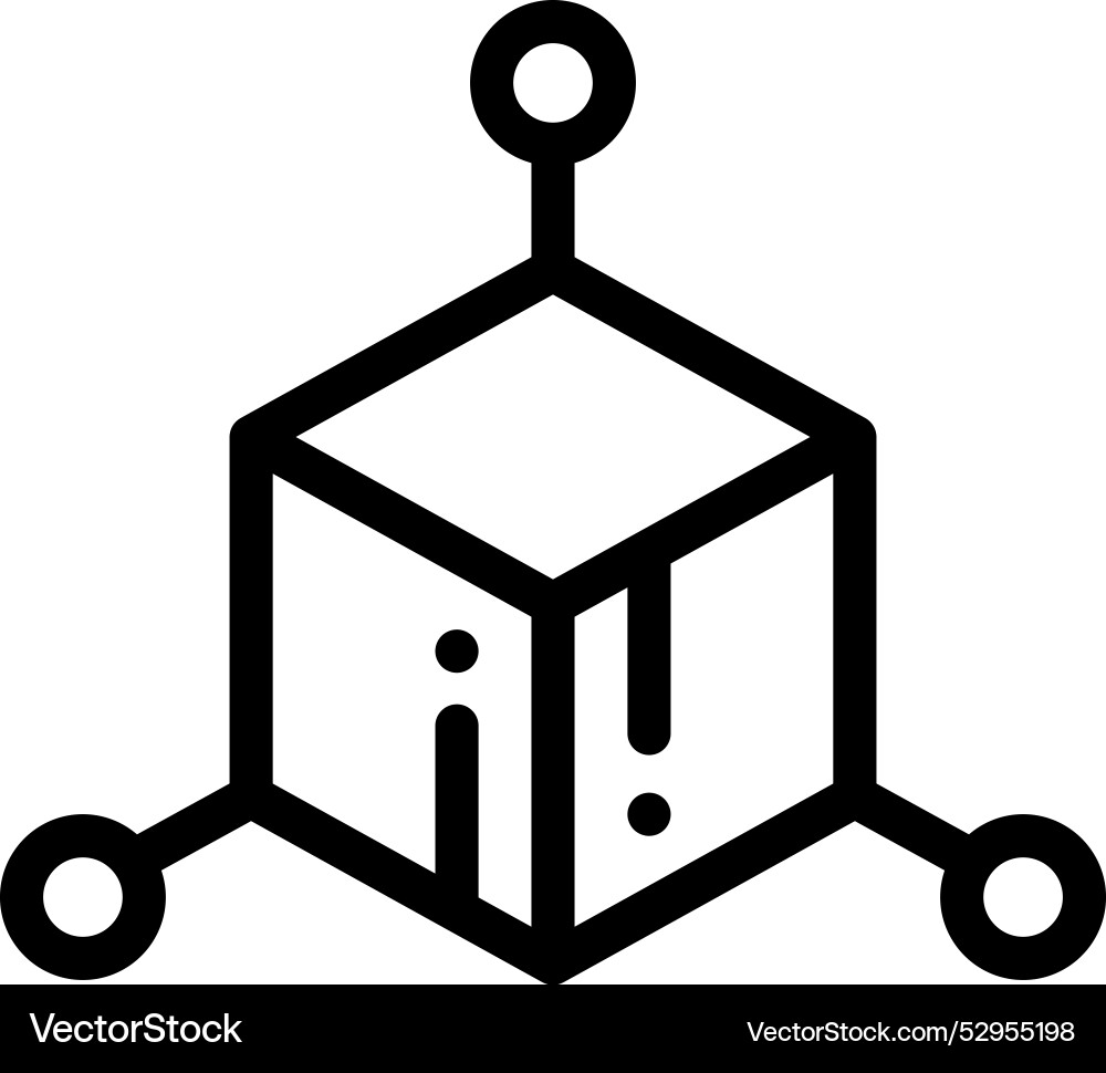 Cube icon thin linear style design isolated vector image
