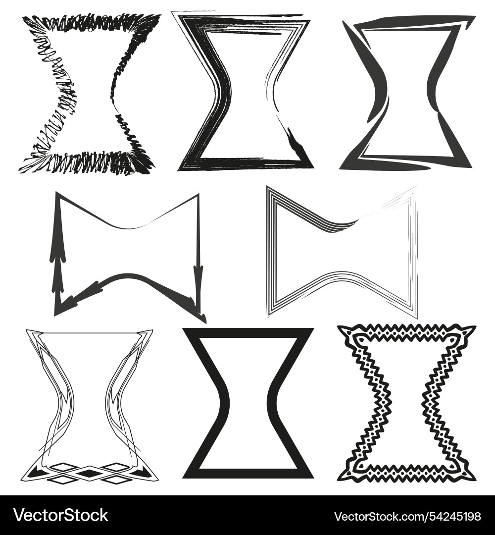 Curved frame icons distorted border shapes Vector Image