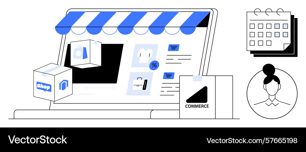 E-commerce website with interface elements E-commerce website with interface elements vector image