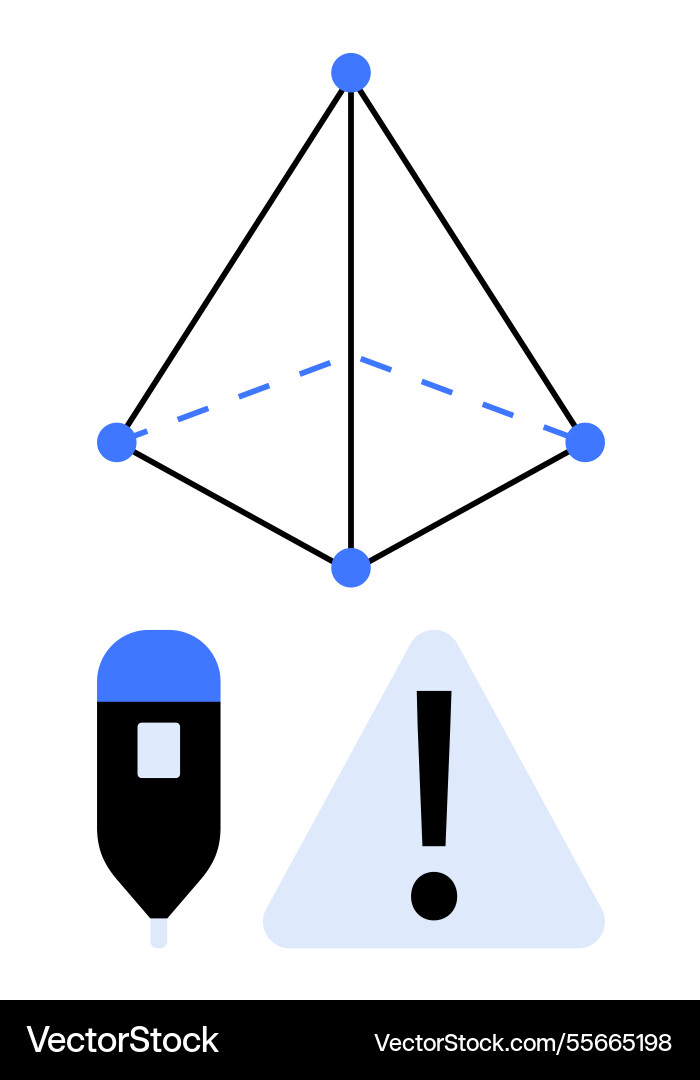Geometric structure with alert symbol and usb Geometric structure with alert symbol and usb vector image