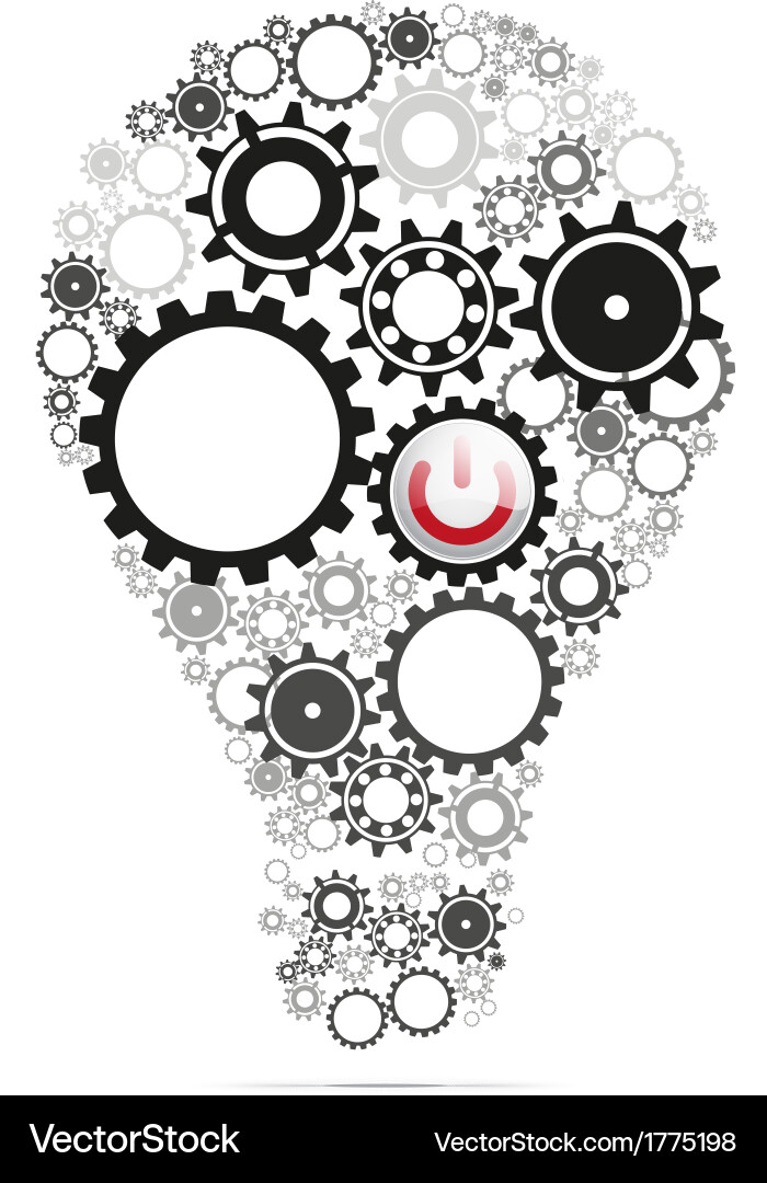 Lightbulb Gears with Power Button vector image