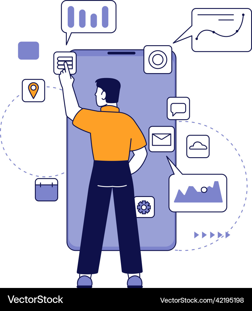Mobile app development process developer Mobile app development process developer vector image
