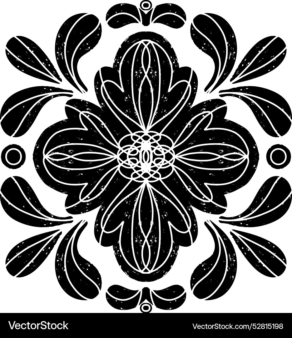 Pattern symmetrical in linocut style texture Pattern symmetrical in linocut style texture Vector Image
