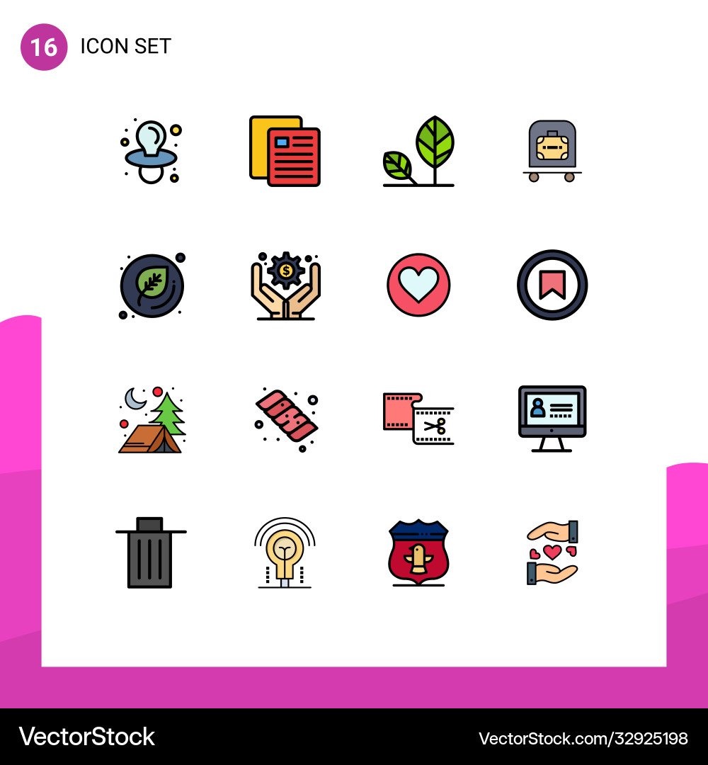 Set 16 flat color filled lines on grid Vector Image
