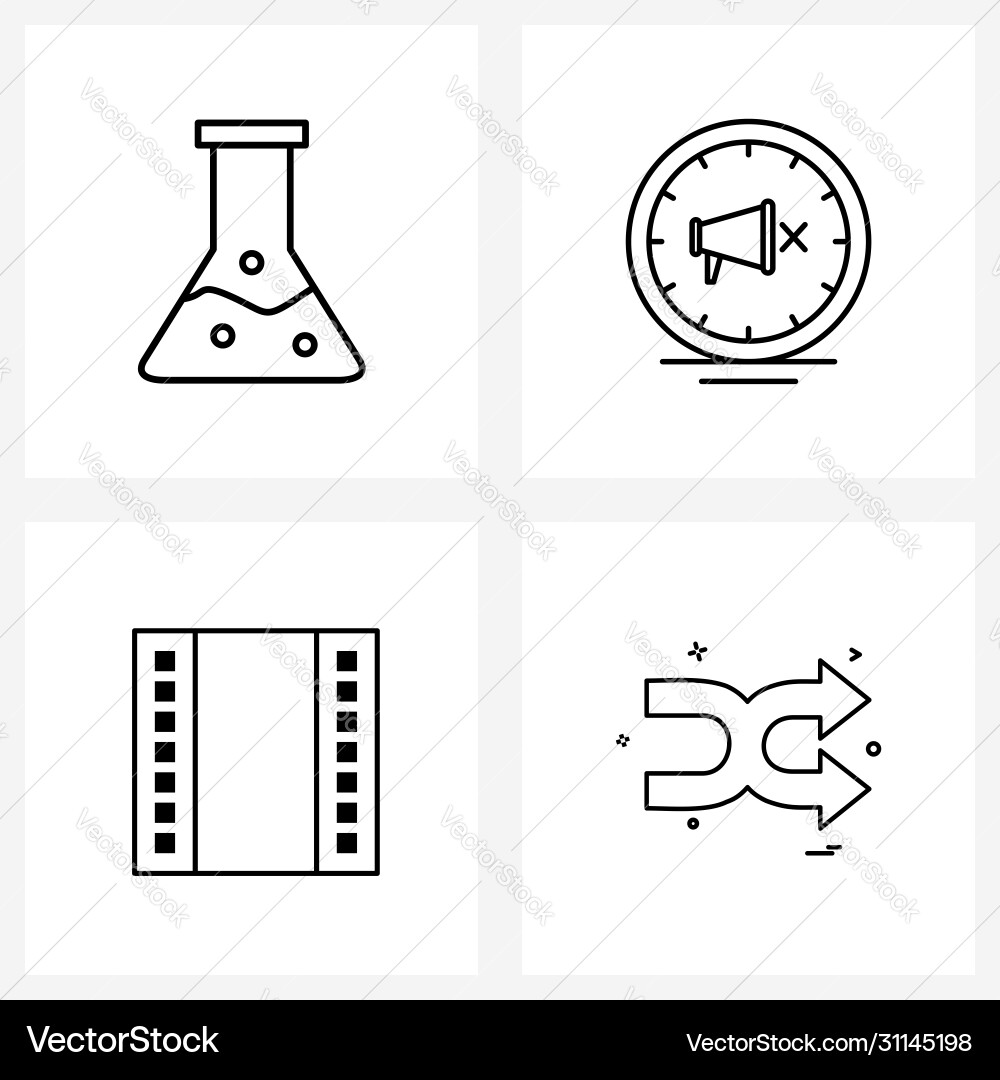 Set 4 simple line icons for web and print Vector Image