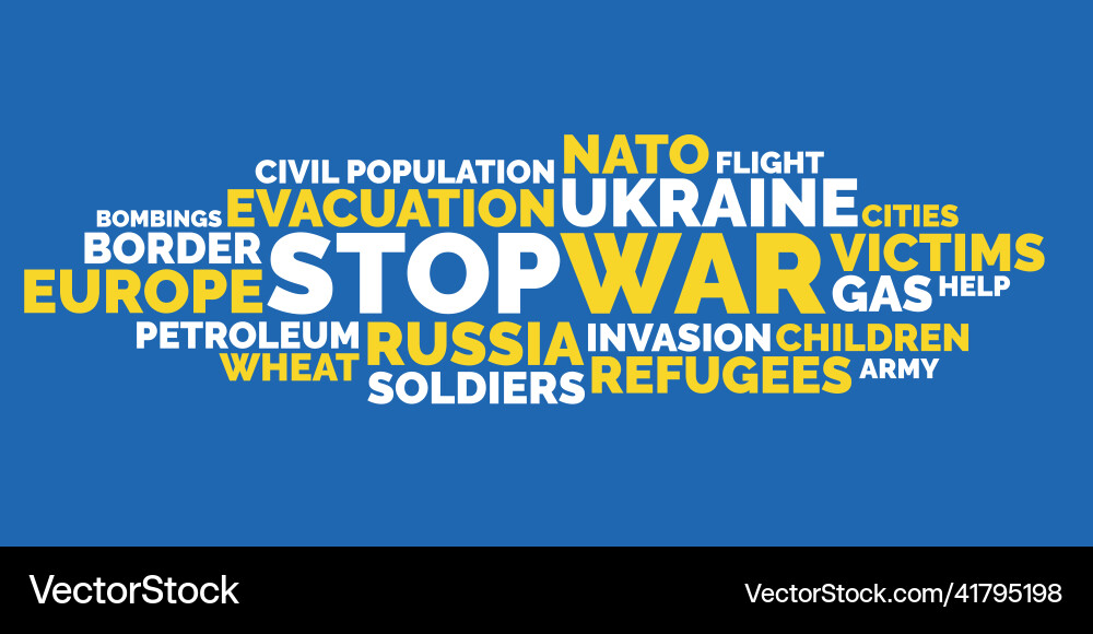 Stop war word cloud isolated Stop war word cloud isolated vector image