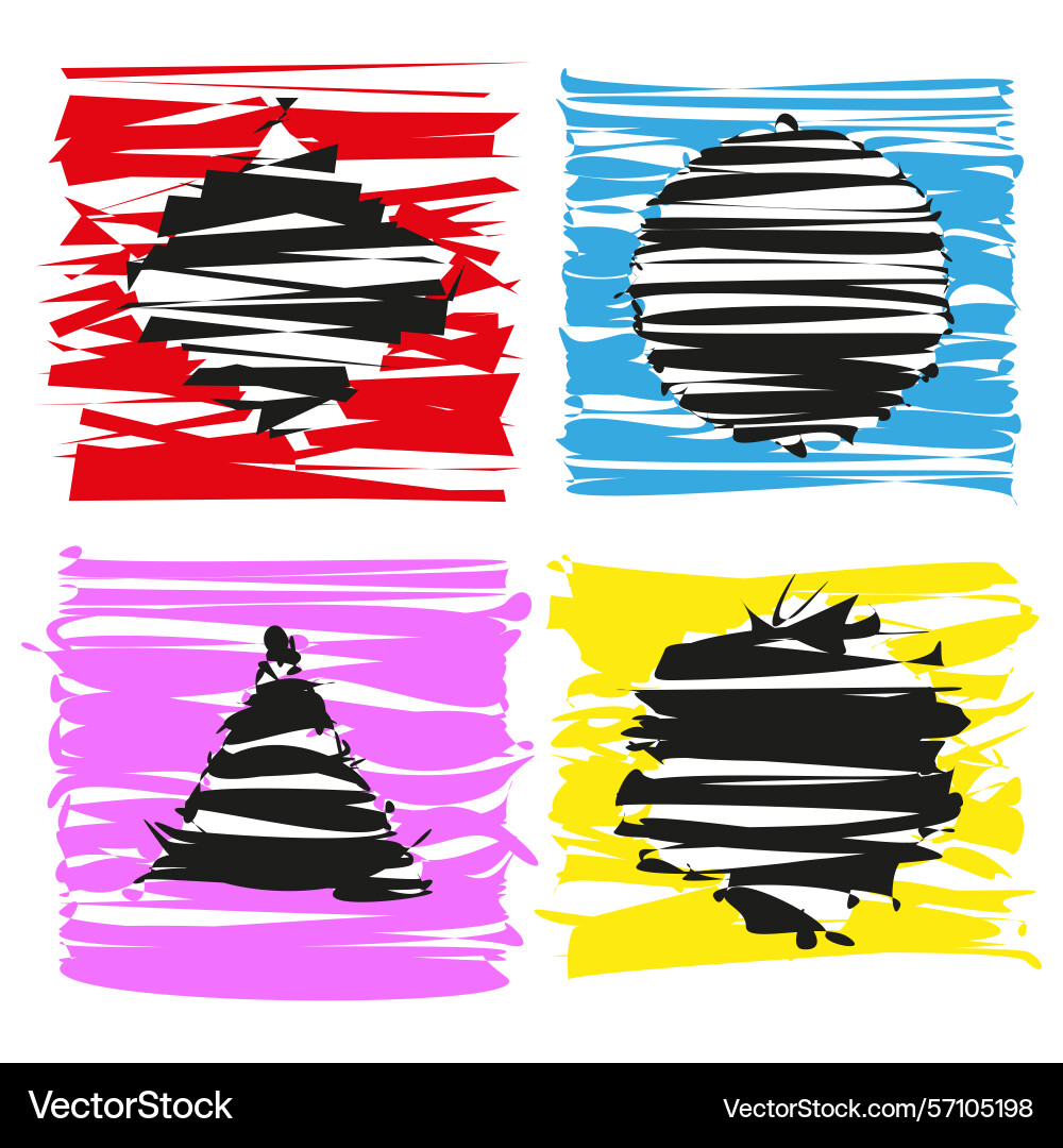 Striped shape icon color figure set abstract Vector Image