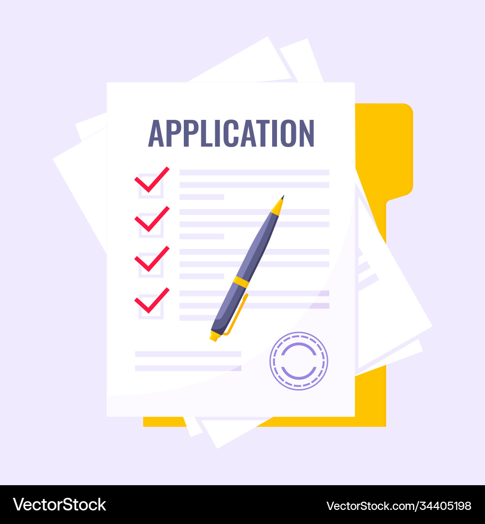 Submit application document form flat style design Vector Image