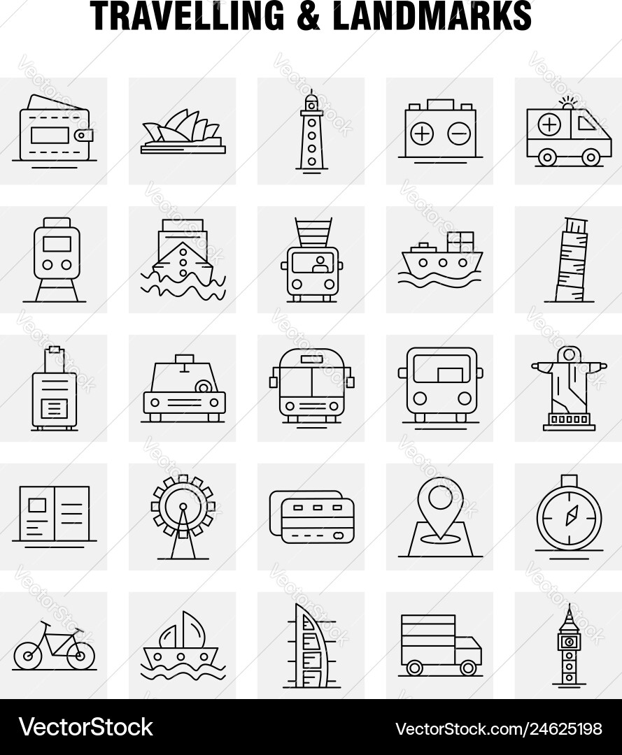 Travelling and landmarks line icon for web print vector image