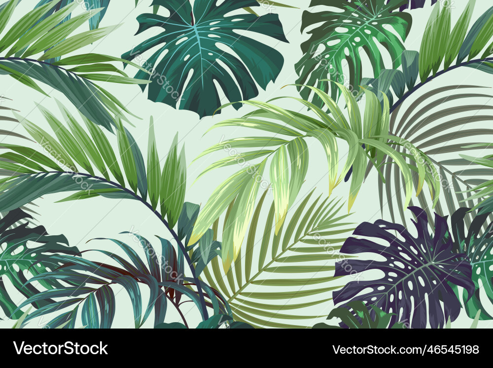 Tropical Palm Leaf Pattern Vector Image