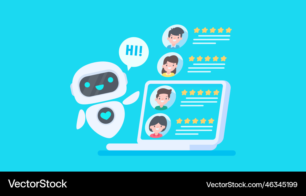 Auto reply system with intelligent robots provide vector image
