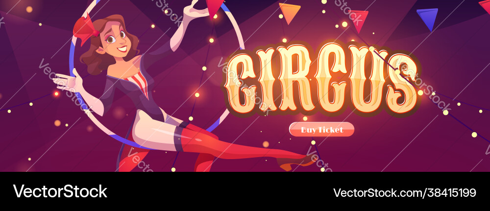 Circus website with aerial gymnast girl in hoop Circus website with aerial gymnast girl in hoop vector image