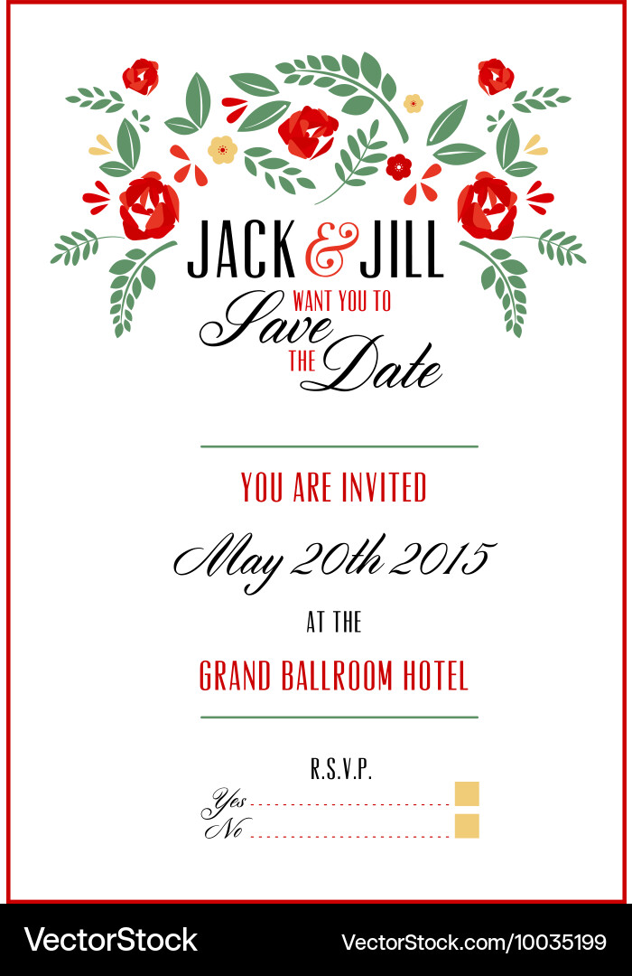Elegant Floral Wedding Invitation Vector Image