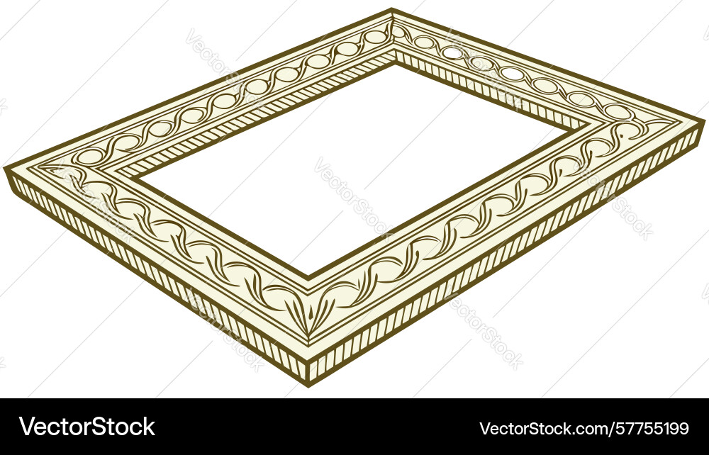 Empty golden rectangular frame perspective view Vector Image