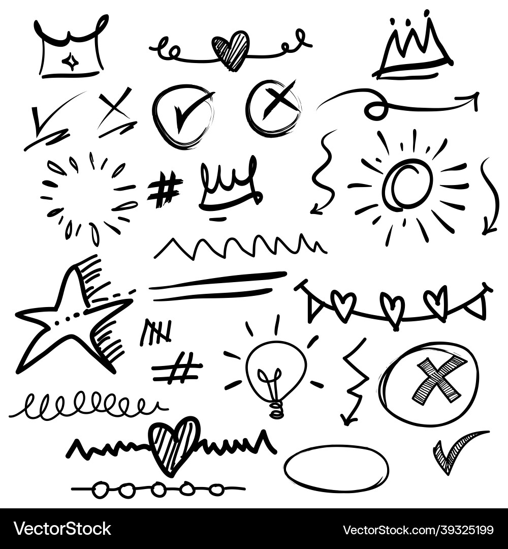 Hand drawn doodles collection of curly arrow Hand drawn doodles collection of curly arrow vector image