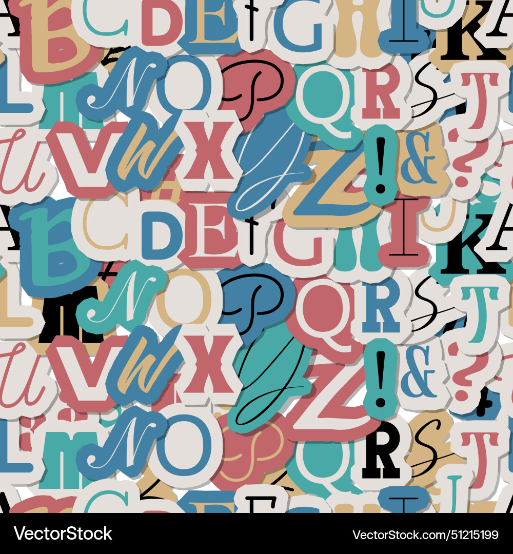 Journal cut letters seamless pattern vintage Journal cut letters seamless pattern vintage vector image