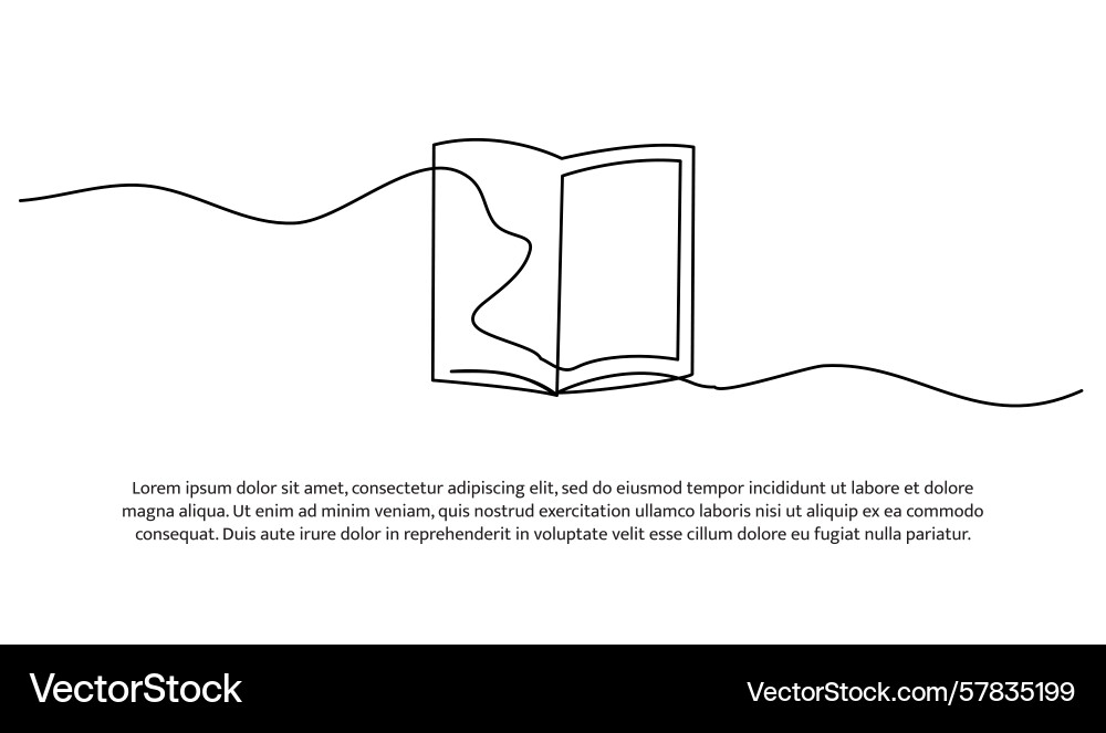 One line of book abstract minimal continuous One line of book abstract minimal continuous Vector Image