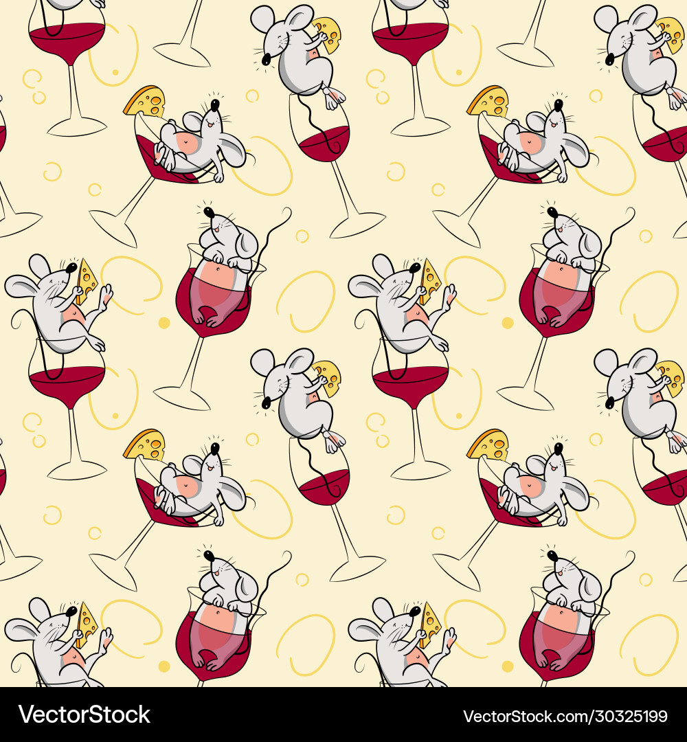 Seamless pattern with different mice in glasses Vector Image