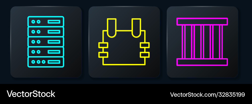 Set line server data web hosting prison window Vector Image