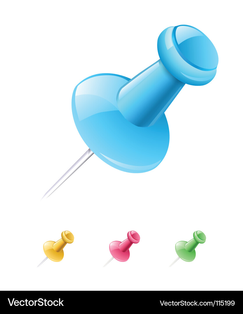 Shiny Push Pins Set Vector Image