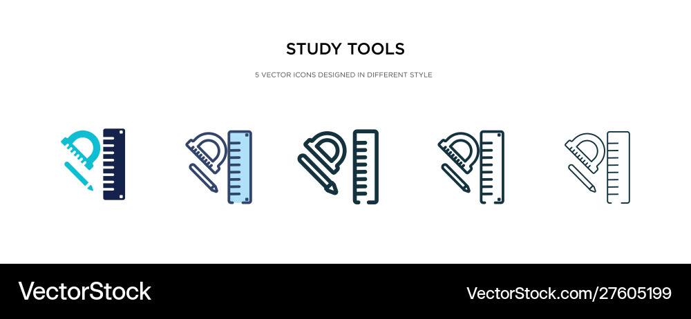 Study tools icon in different style two colored vector image