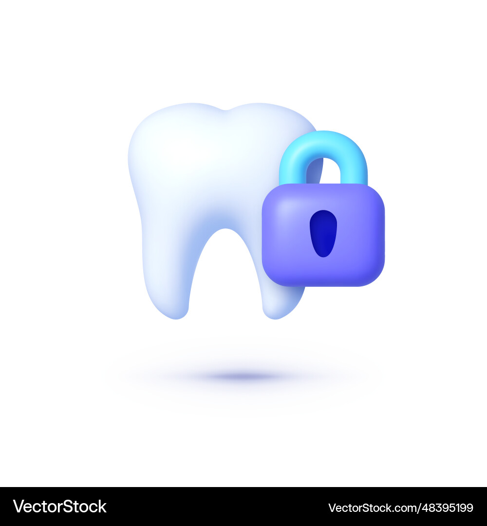 Tooth 3d for concept design secure icon oral Vector Image