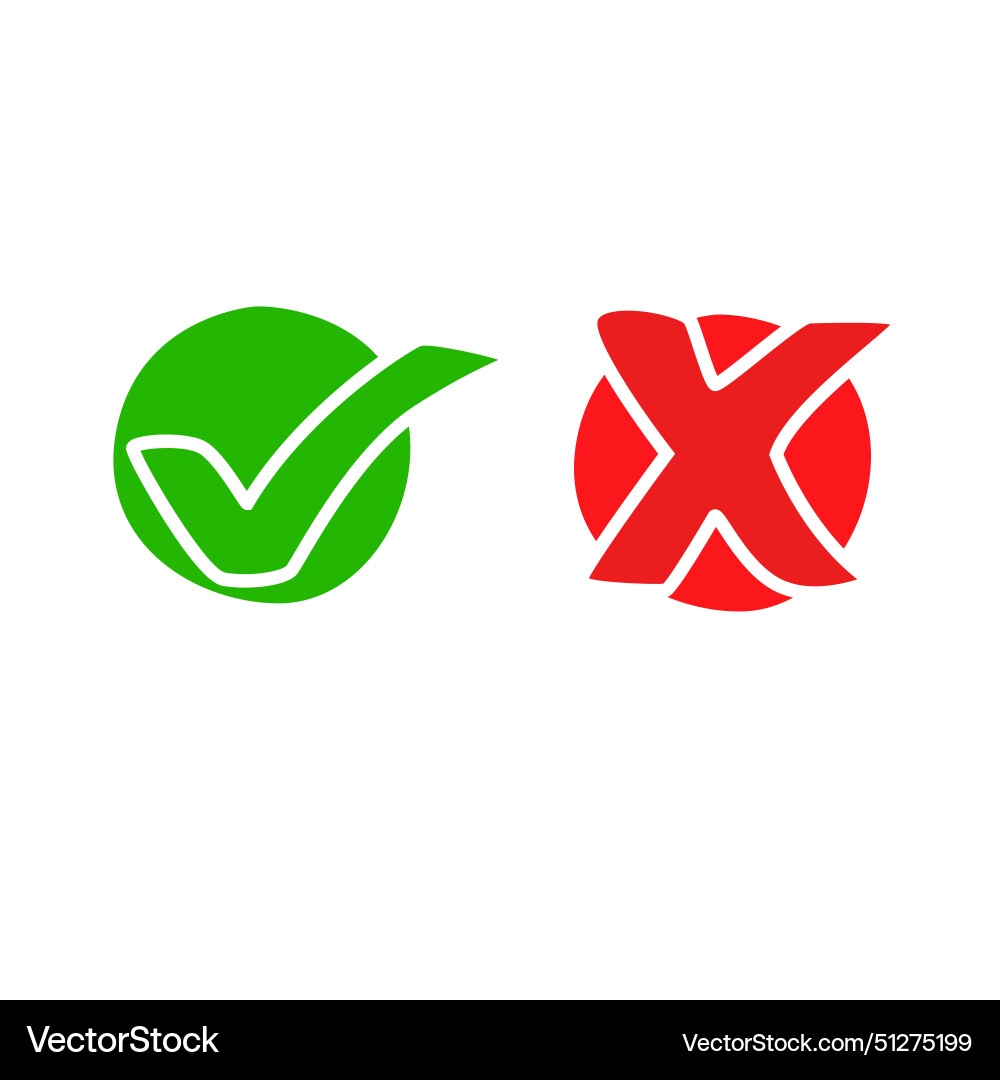 Yes no button tick and cross buttons Yes no button tick and cross buttons vector image