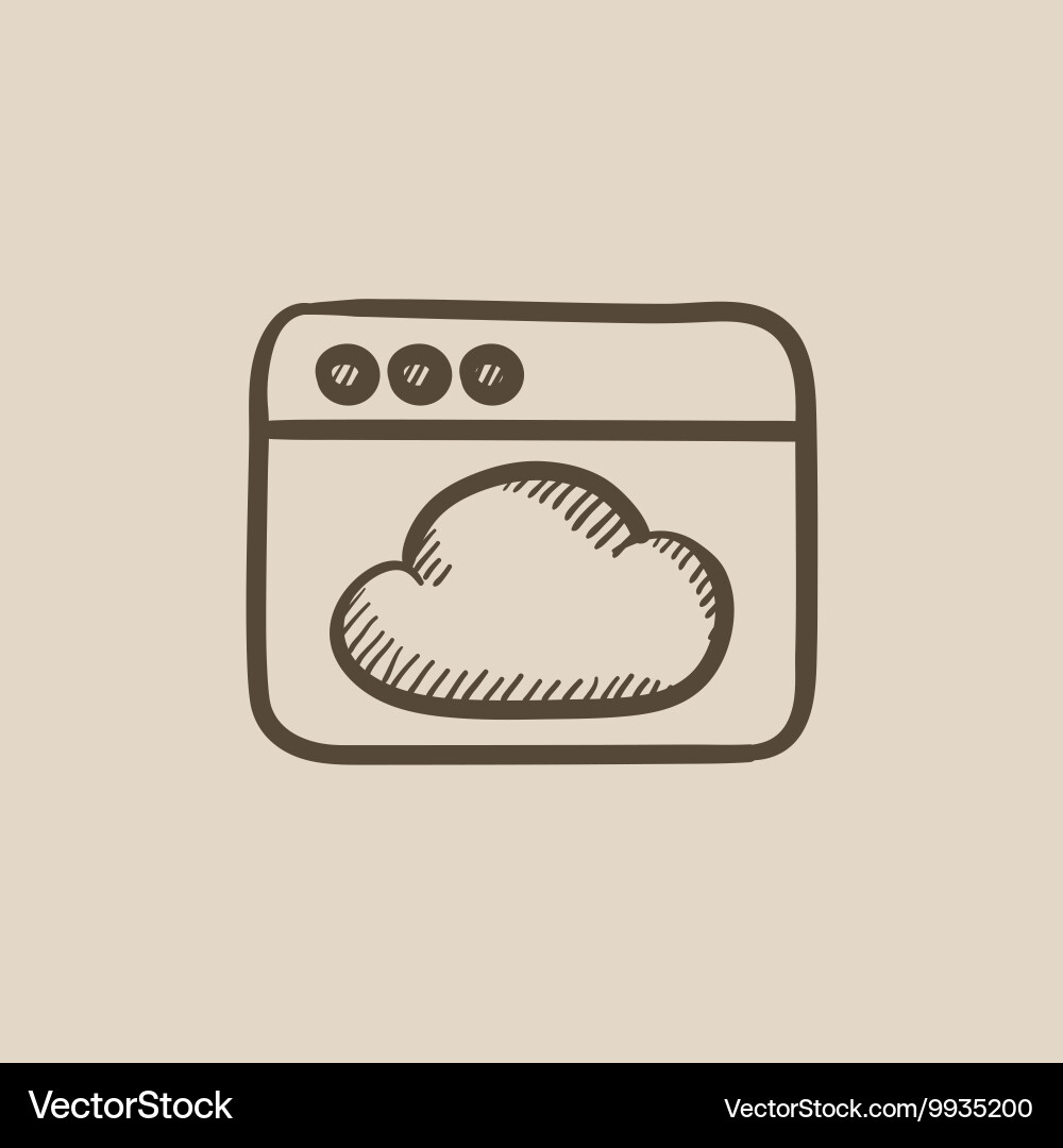 Browser window with cloud sketch icon Vector Image