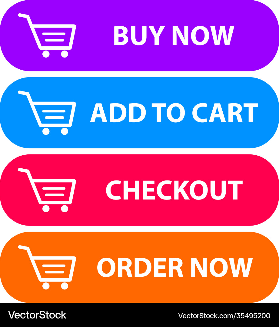 Collection four colored buttons with text buy Vector Image