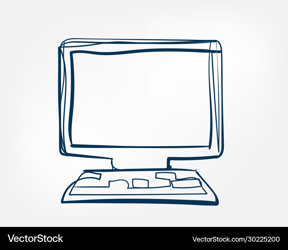 Computer one line isolated design element vector image